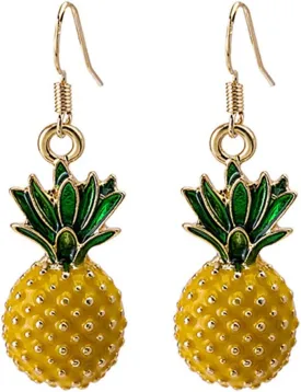 3D Fruit Yellow Pineapple Drop Charm Tassel Dangle Earring Gold Plated stereoscopic Big Pineapple Dangle Earrings