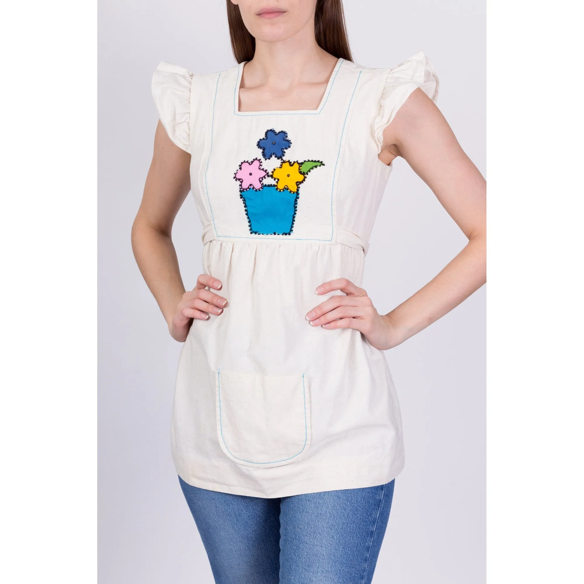 70s Rag Dolls Flower Pot Pinafore - Small