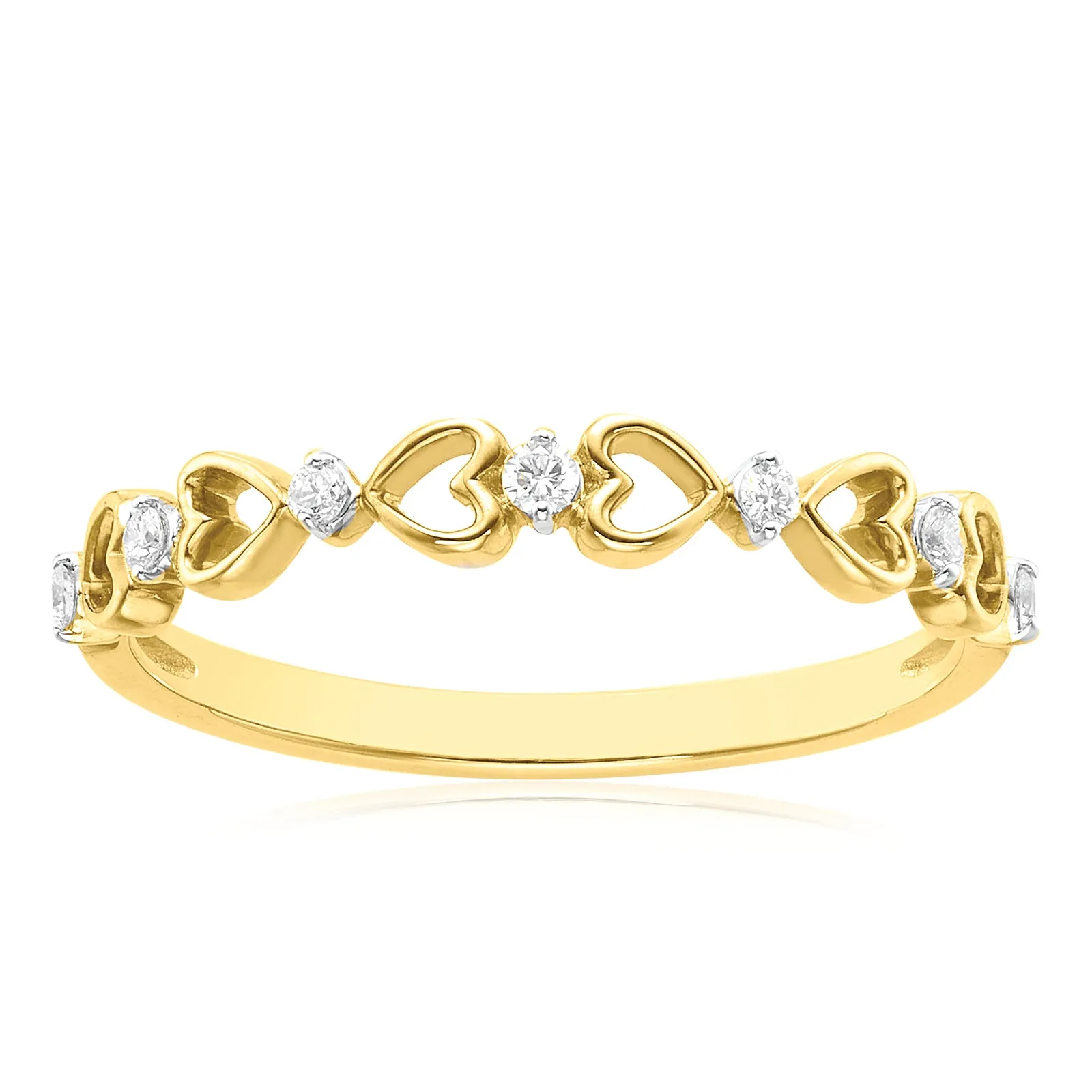 9ct Yellow Gold with a Round Brilliant Cut 0.09 CARAT tw of Diamond Dress Ring