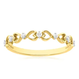 9ct Yellow Gold with a Round Brilliant Cut 0.09 CARAT tw of Diamond Dress Ring
