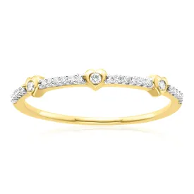9ct Yellow Gold with Round Brilliant Cut 0.09 CARAT tw of Diamond Dress Ring
