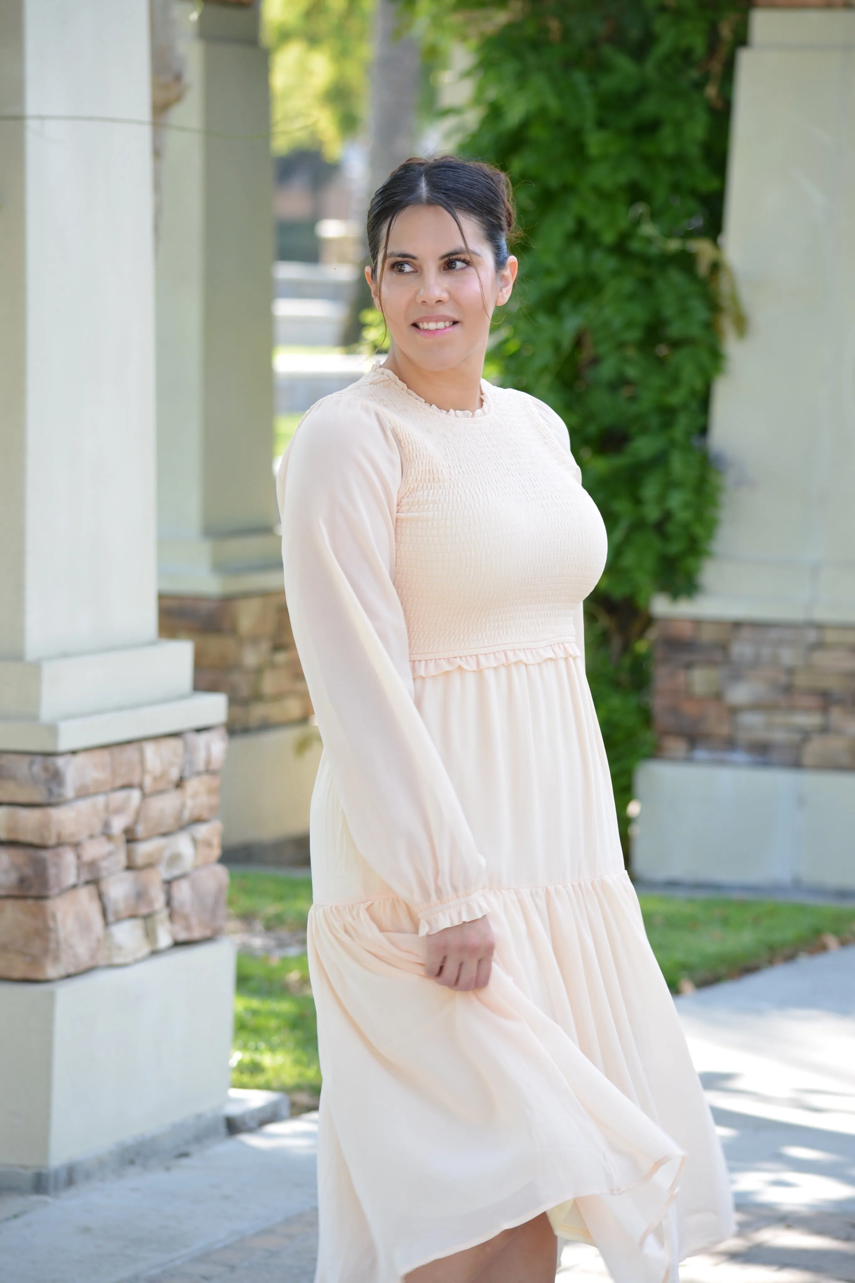 Ada Pale Yellow Smocked Dress