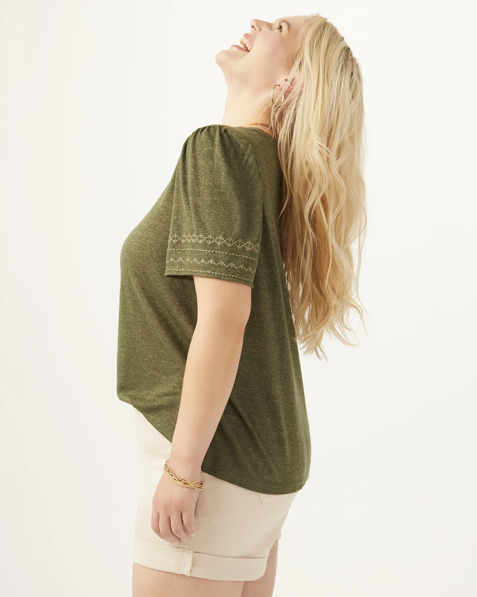 Agatha Short-Sleeve Knit Tee | Olive Green
