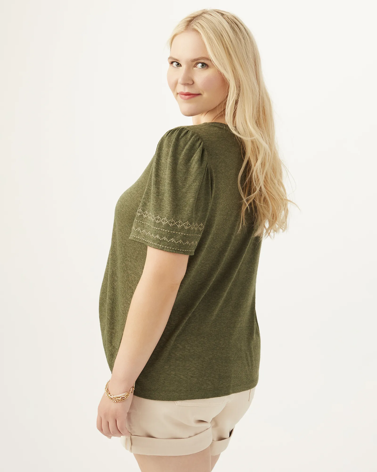 Agatha Short-Sleeve Knit Tee | Olive Green