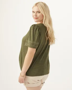 Agatha Short-Sleeve Knit Tee | Olive Green