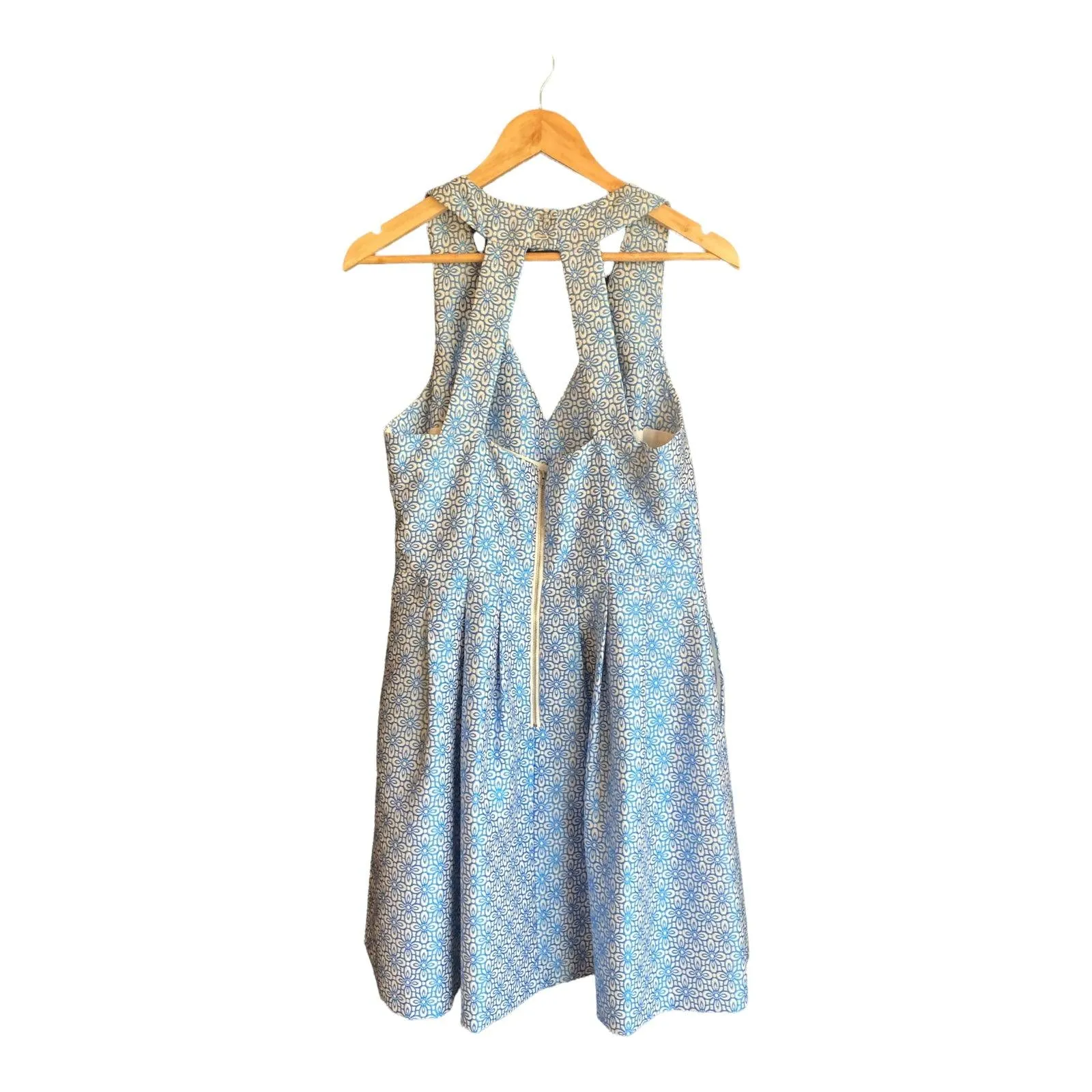 Banana Republic Cotton Blue and Cream Sleeveless Dress UK Size 12