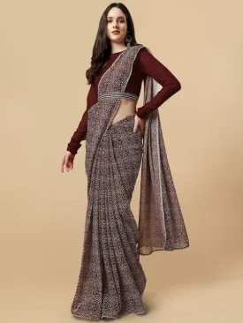 Bandhani Printed Saree and Belt With Blouse Piece