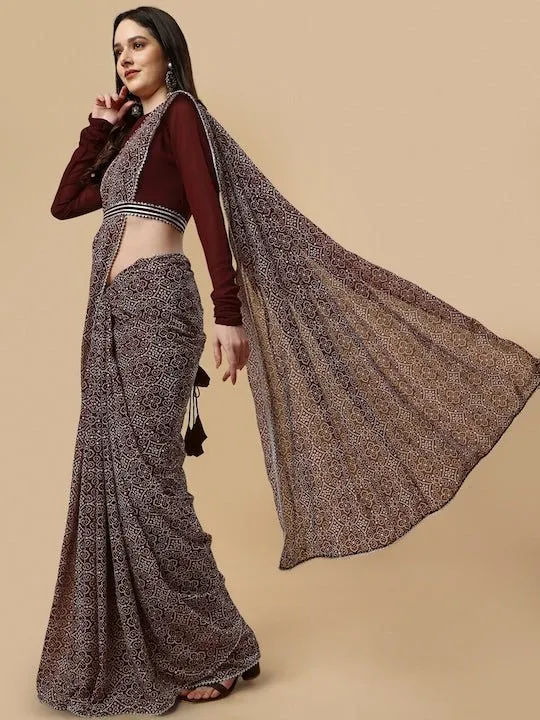 Bandhani Printed Saree and Belt With Blouse Piece