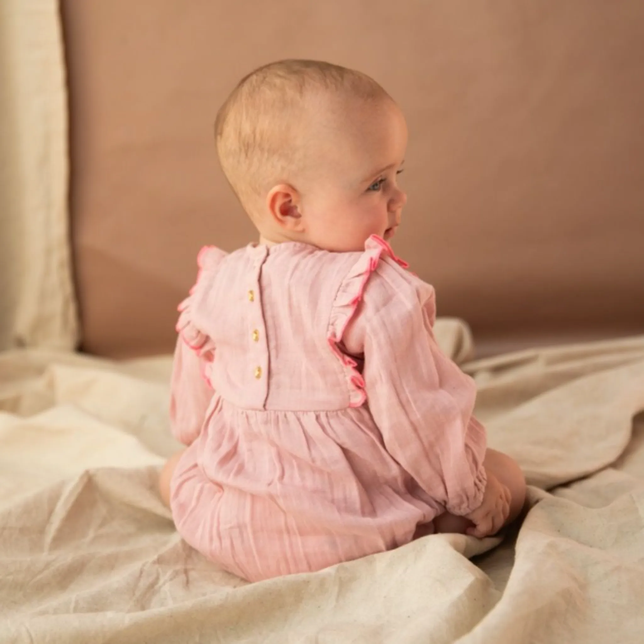 Bella   Lace - Primrose Romper - Pink Lady Apple
