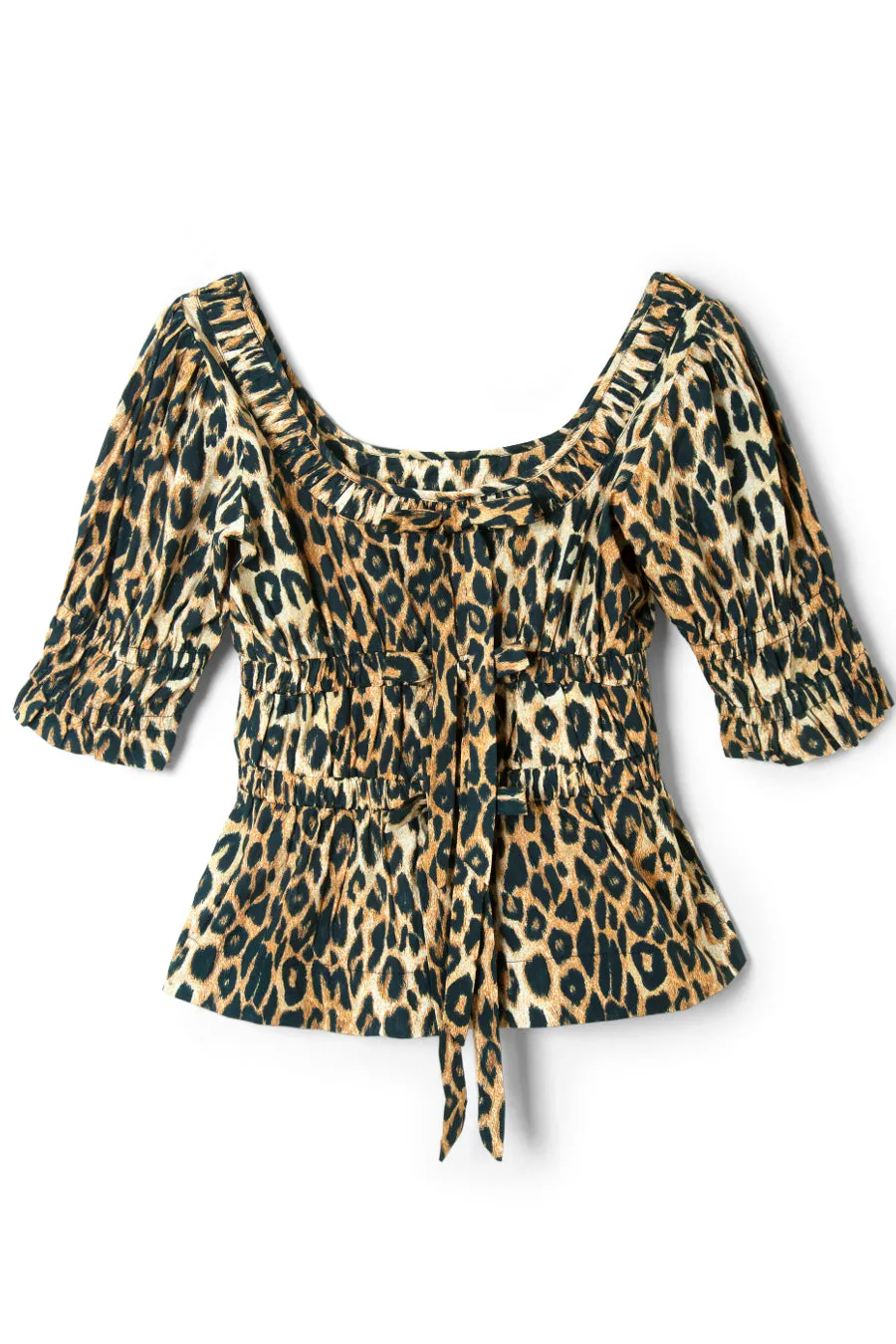 bianca ruffle blouse - leopard