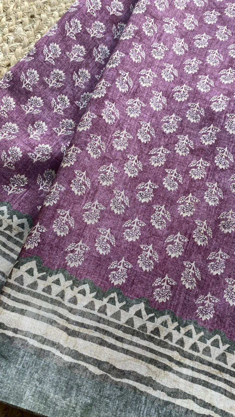 Brown and grey khadi silk saree with blouse