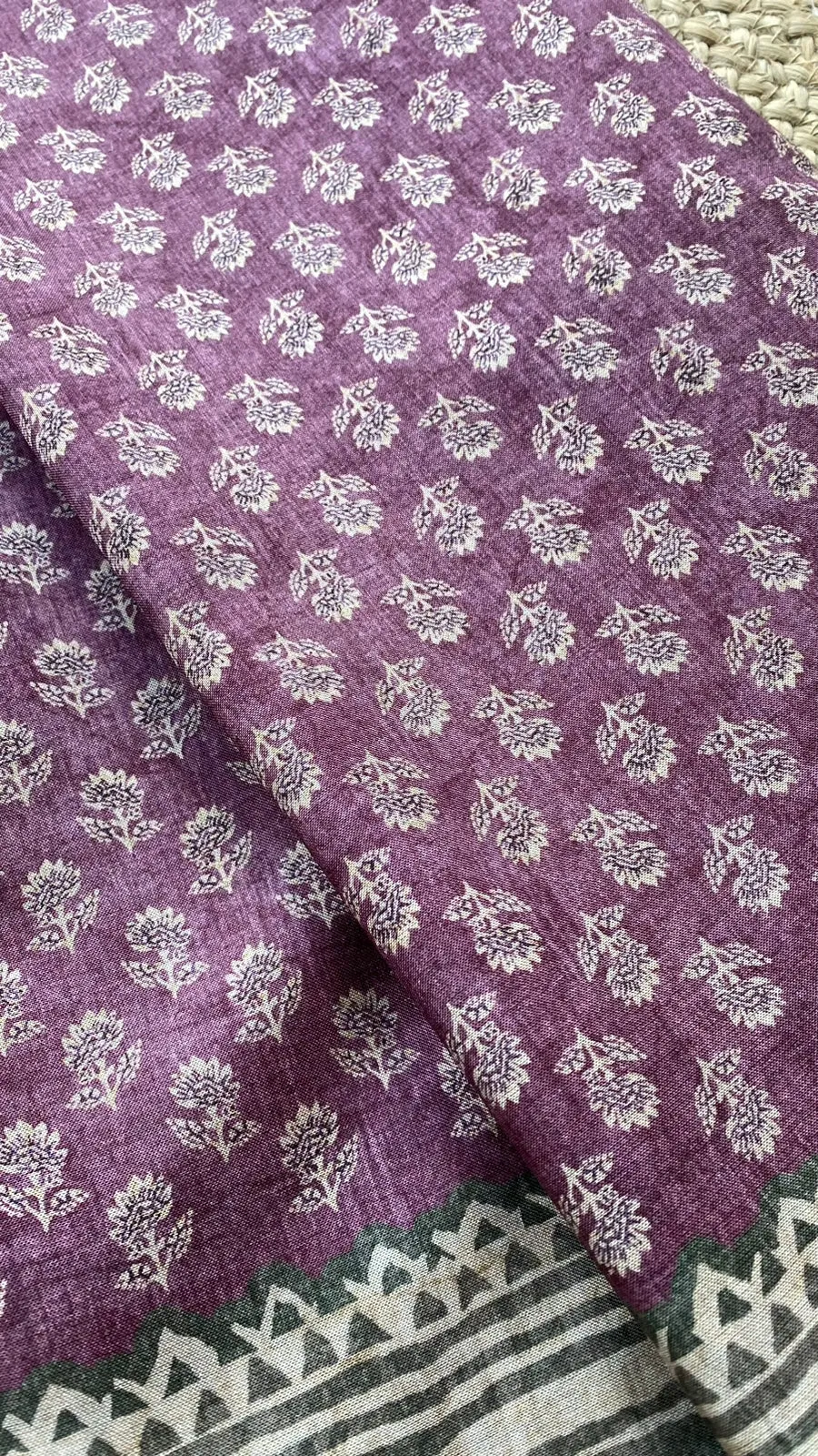 Brown and grey khadi silk saree with blouse