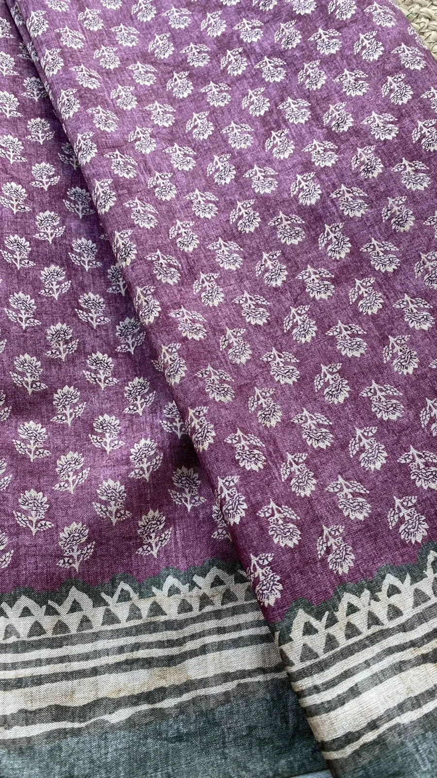 Brown and grey khadi silk saree with blouse