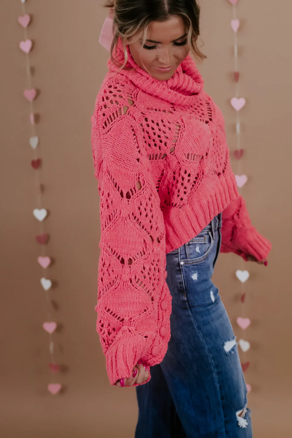 Call Me Maybe Cable Knit Sweater, Pink