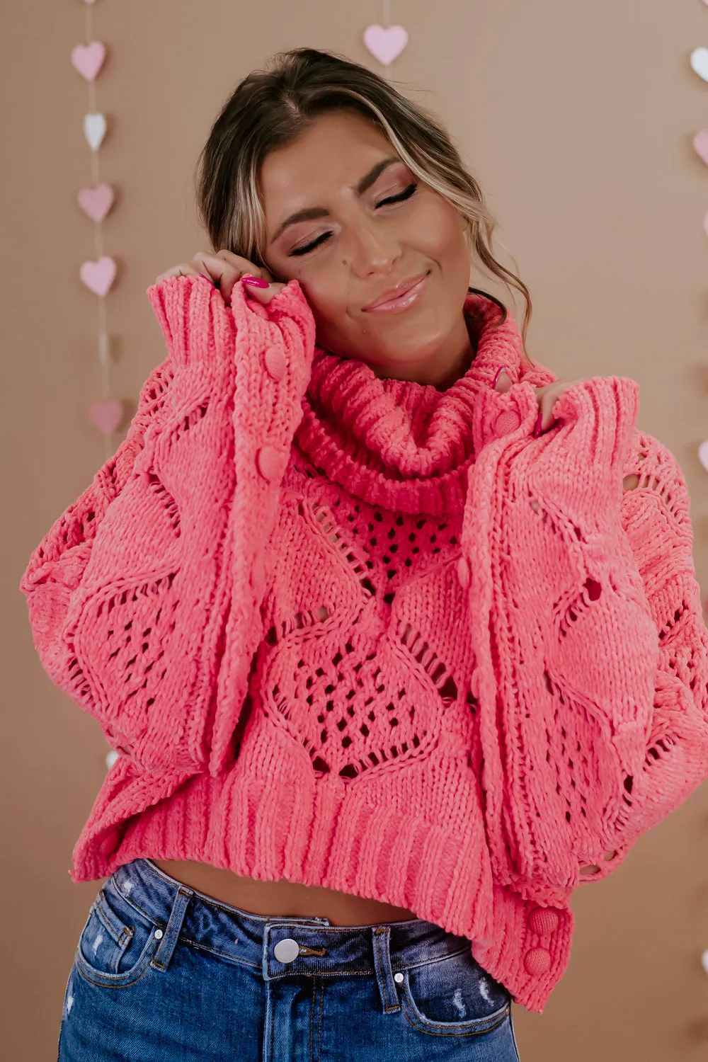 Call Me Maybe Cable Knit Sweater, Pink