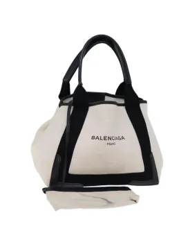 Canvas White Black Hand Bag by Balenciaga - Authenticated (383079)