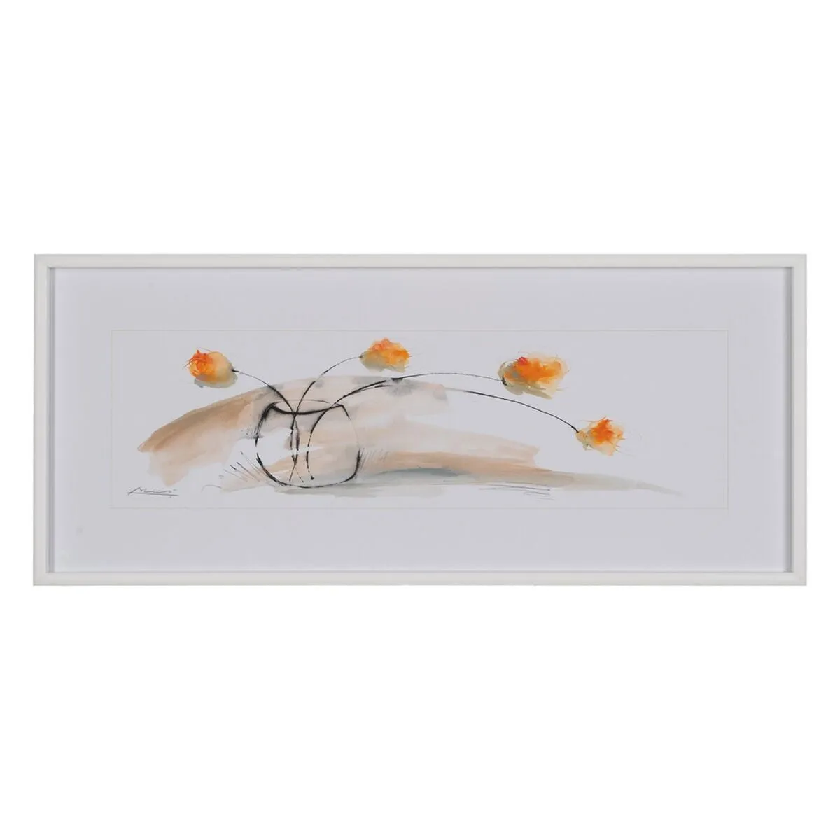 Canvas White Flowers Vase 120 x 4 x 50 cm