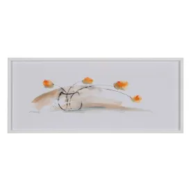 Canvas White Flowers Vase 120 x 4 x 50 cm