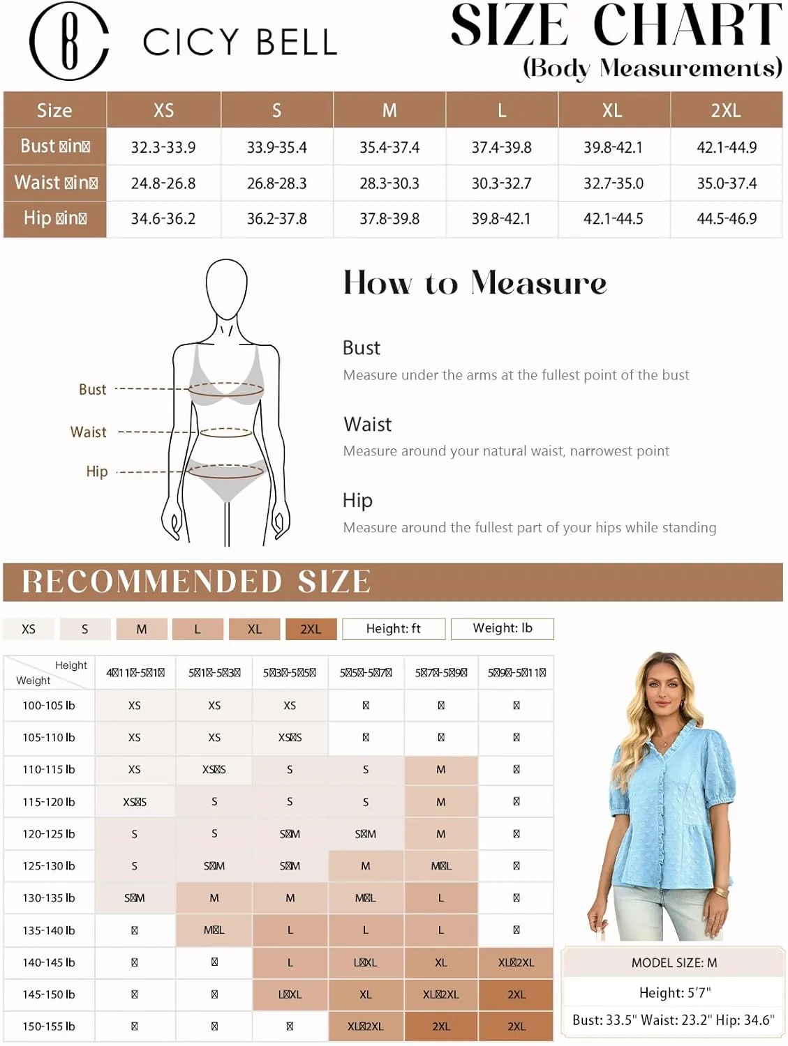 Cicy Bell Womens Peplum Puff Sleeve Tops Dressy Casual Summer Textured Blouses V Neck Ruffle Pleated Shirts
