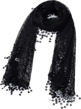 Cindy and Wendy Lightweight Soft Leaf Lace Fringes Scarf shawl for Women