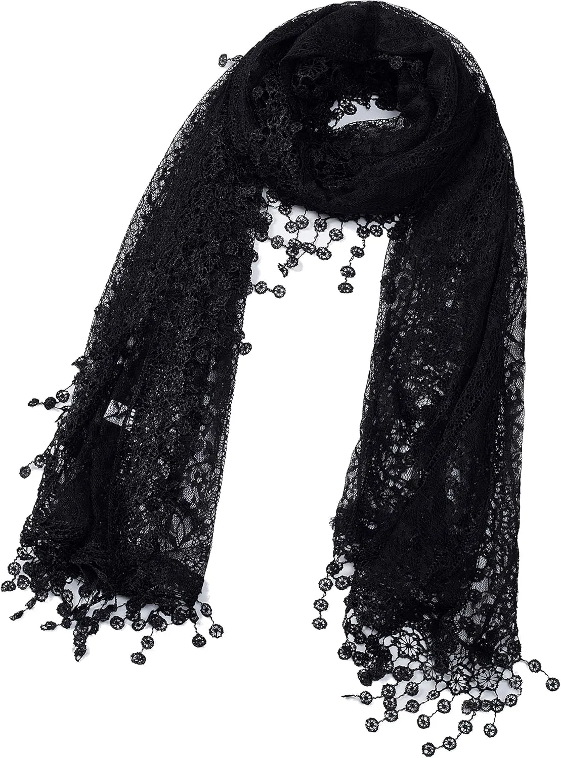 Cindy and Wendy Lightweight Soft Leaf Lace Fringes Scarf shawl for Women