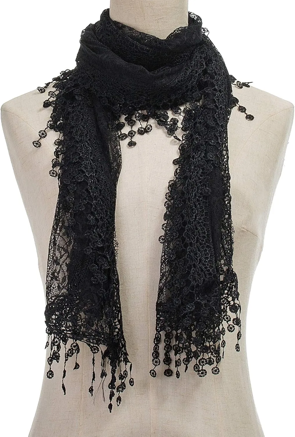 Cindy and Wendy Lightweight Soft Leaf Lace Fringes Scarf shawl for Women