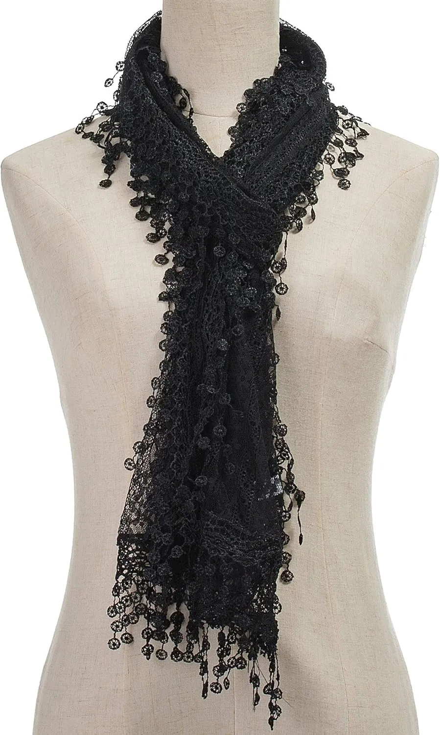 Cindy and Wendy Lightweight Soft Leaf Lace Fringes Scarf shawl for Women