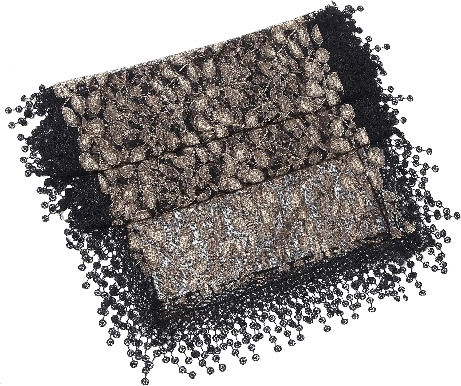 Cindy and Wendy Lightweight Soft Leaf Lace Fringes Scarf shawl for Women