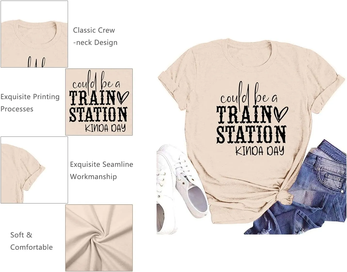 Could Be A Train Station Kinda Day Shirt Women Funny Country Music Tees Casual Summer Short Sleeve Tops