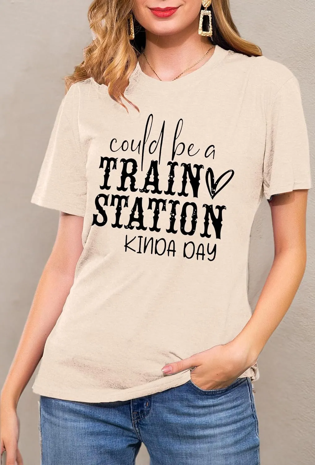 Could Be A Train Station Kinda Day Shirt Women Funny Country Music Tees Casual Summer Short Sleeve Tops