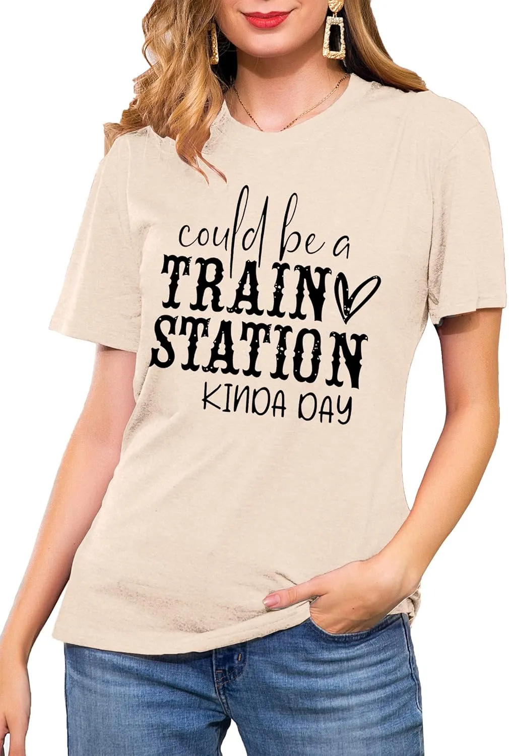 Could Be A Train Station Kinda Day Shirt Women Funny Country Music Tees Casual Summer Short Sleeve Tops