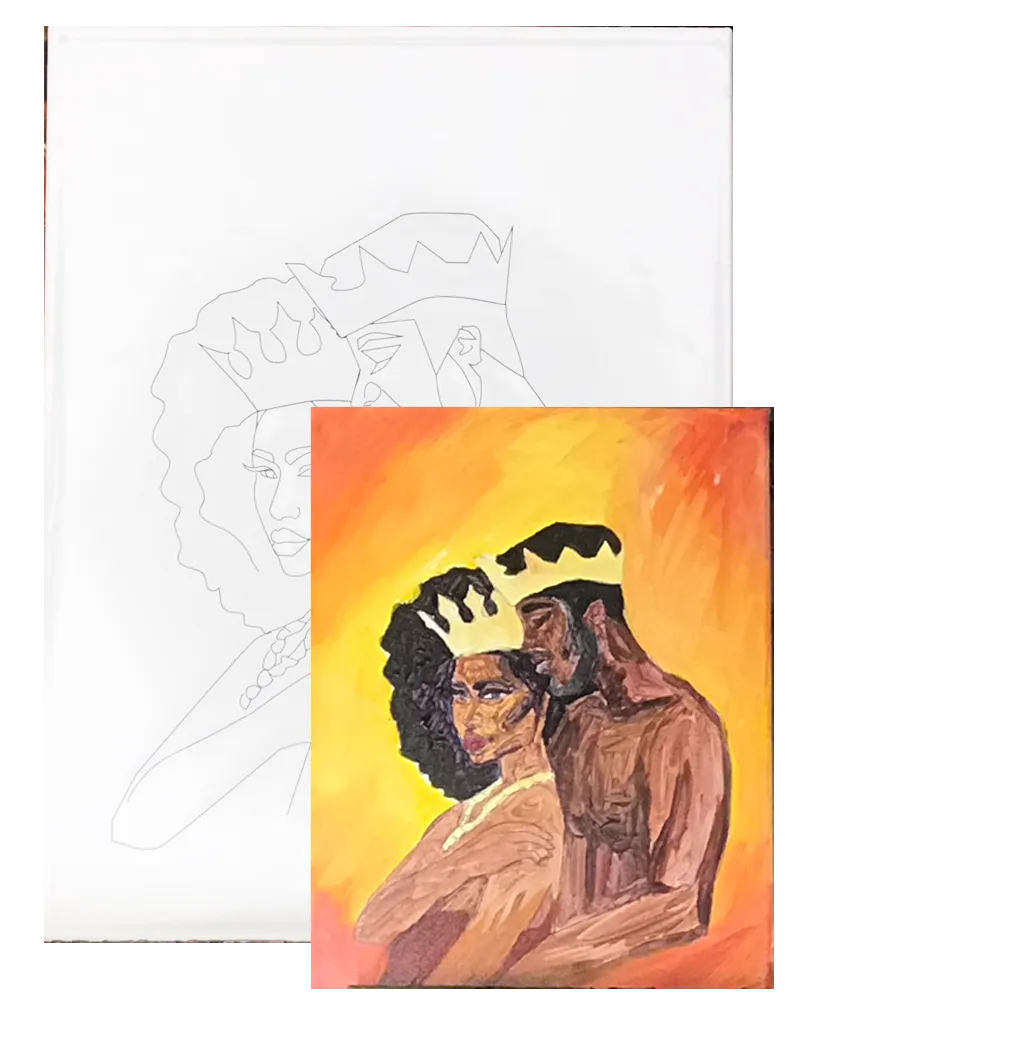 Couples Painting Kit - African king and Queen Canvas - Painting Party Canvas