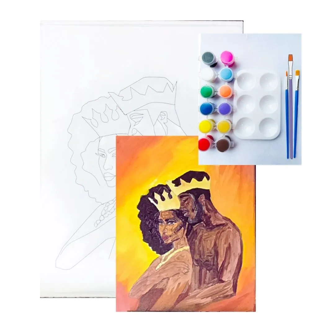 Couples Painting Kit - African king and Queen Canvas - Painting Party Canvas