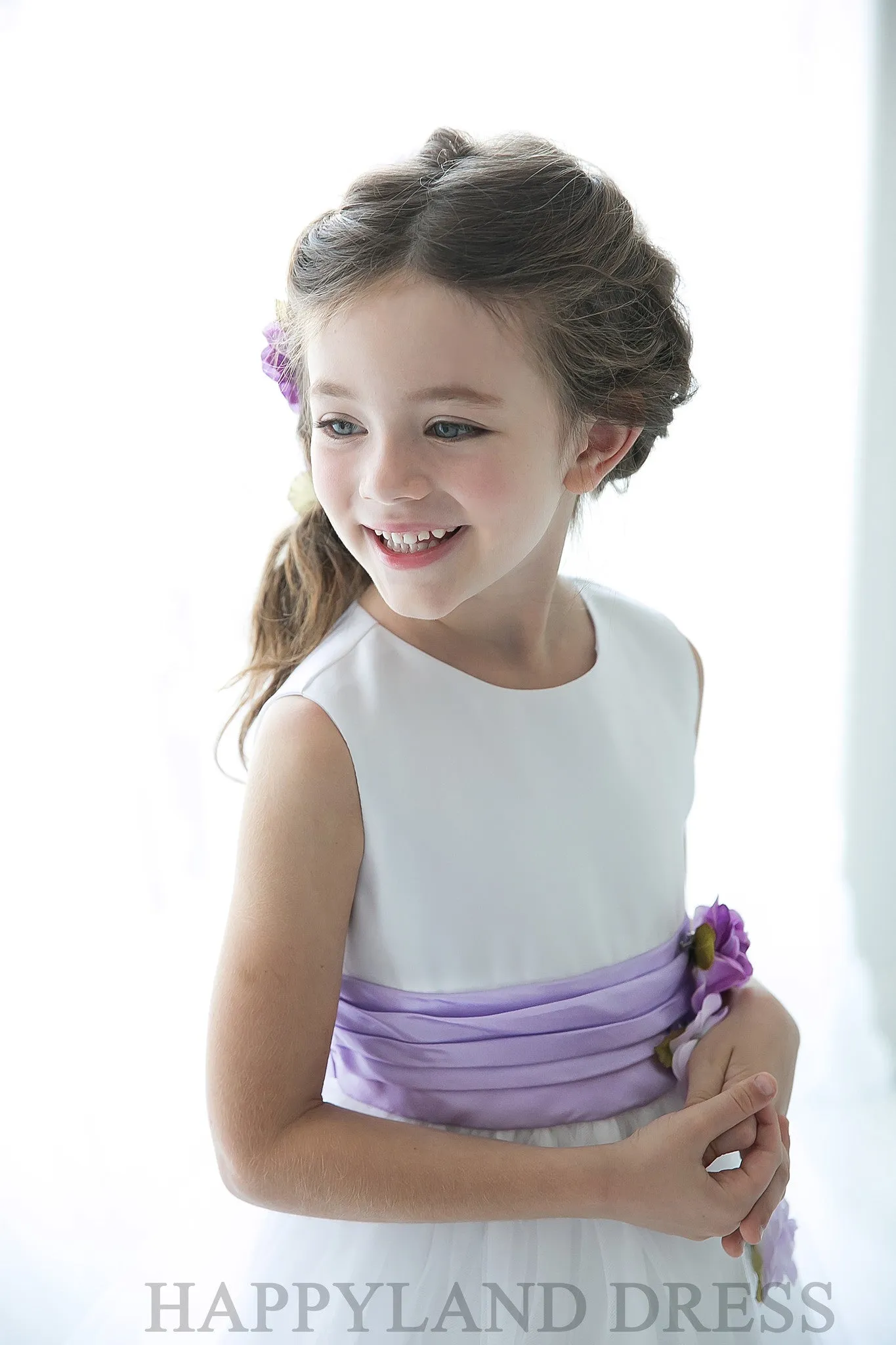D1236 Satin with Tulle Flower Dress (6 Diff. Colors)