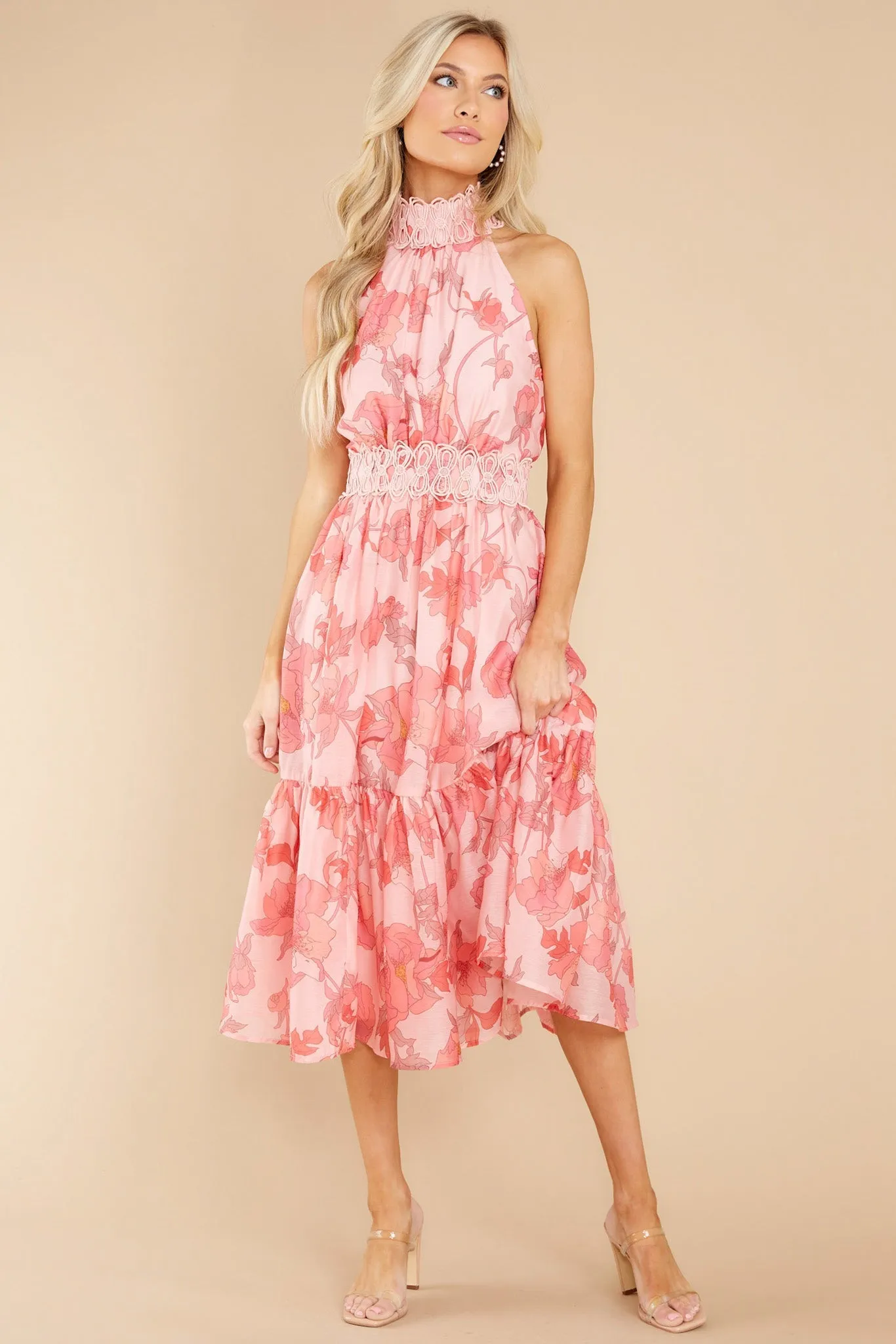 Dance With Me Pink Floral Print Dress