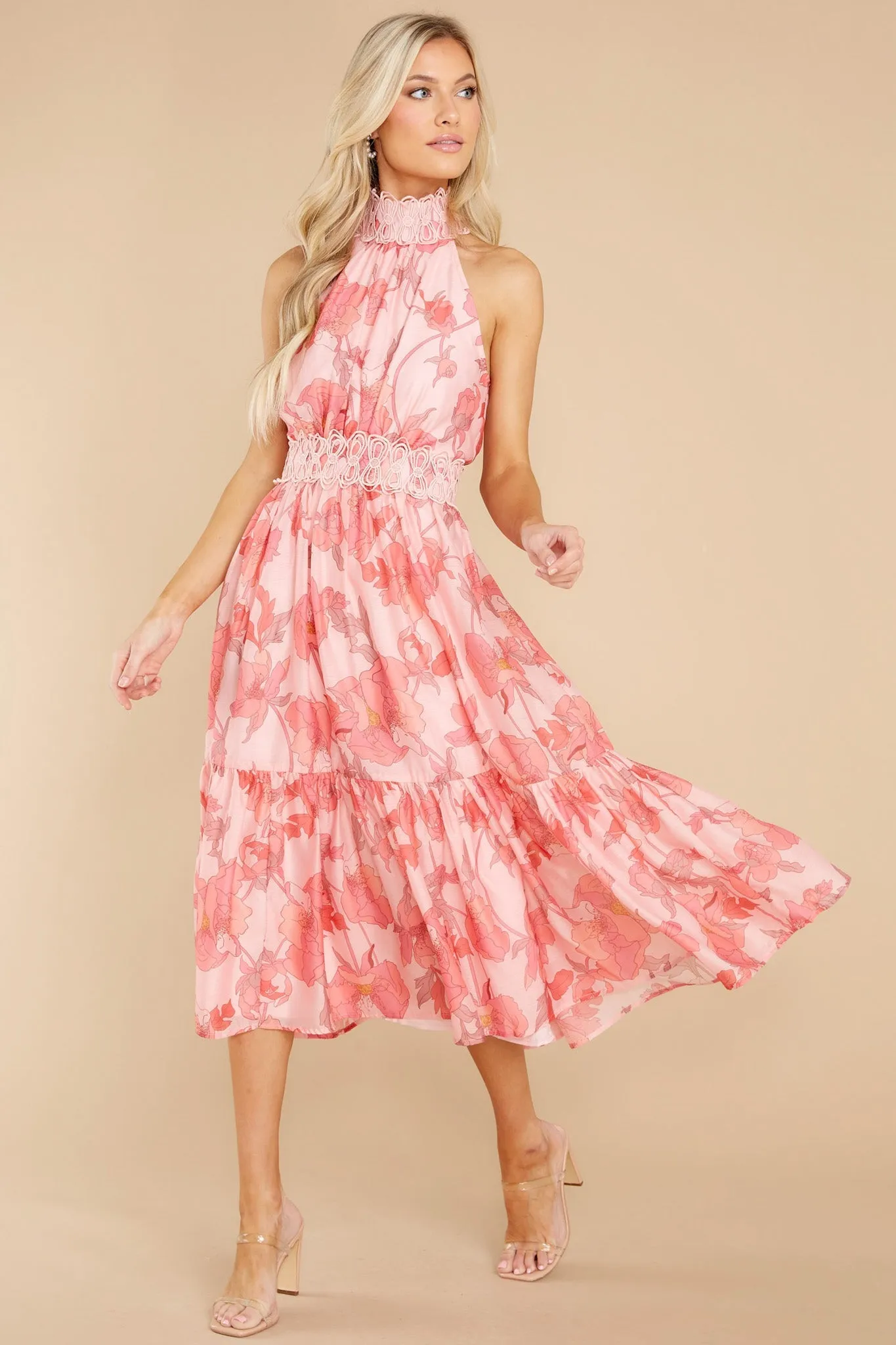 Dance With Me Pink Floral Print Dress
