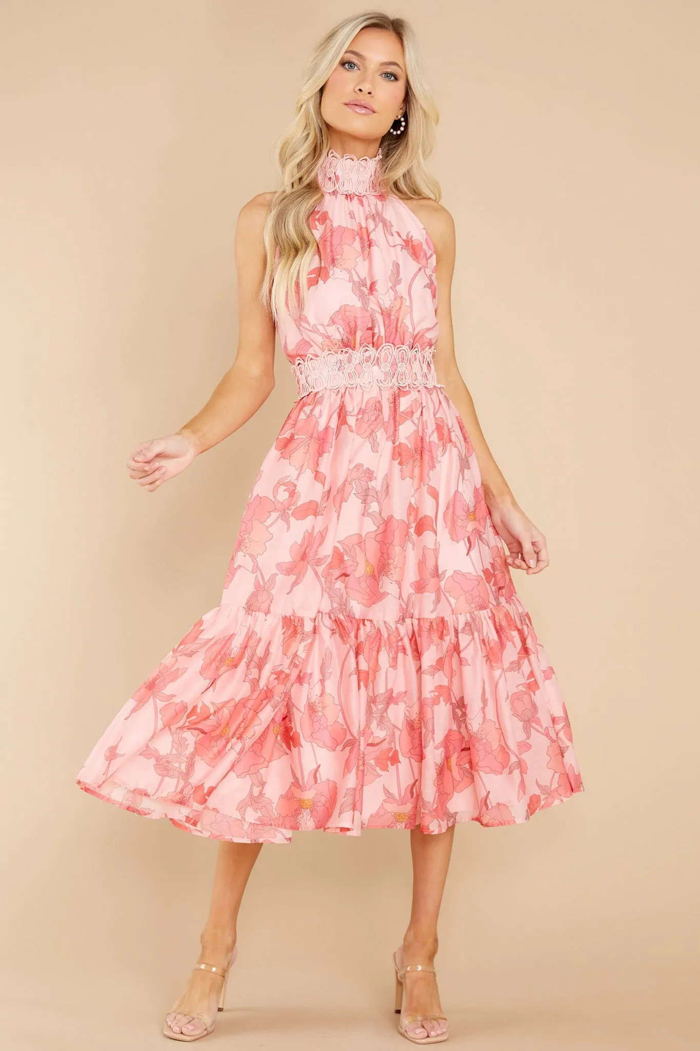 Dance With Me Pink Floral Print Dress