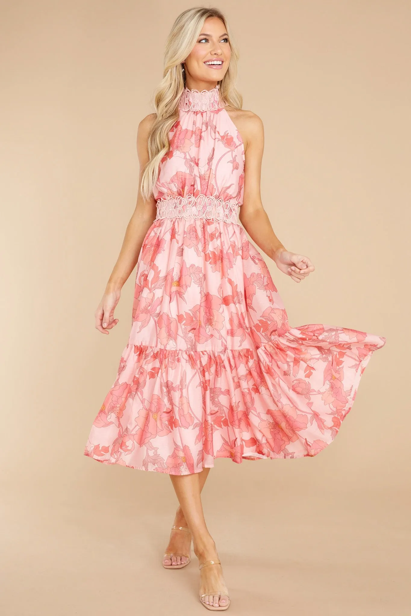 Dance With Me Pink Floral Print Dress