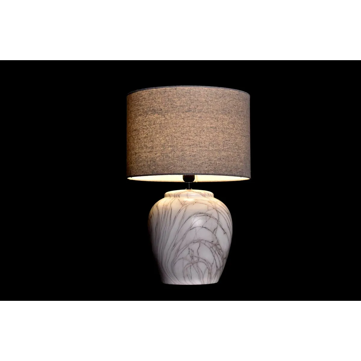 Desk lamp DKD Home Decor Canvas Ceramic Grey White (38 x 38 x 58 cm)