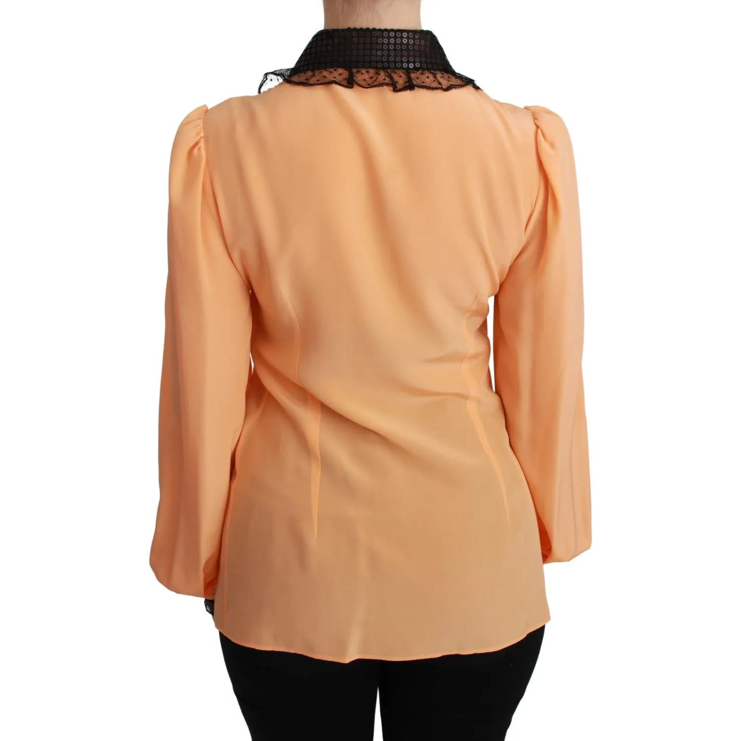 Dolce & Gabbana Silk Blend Yellow Blouse with Sequined Collar