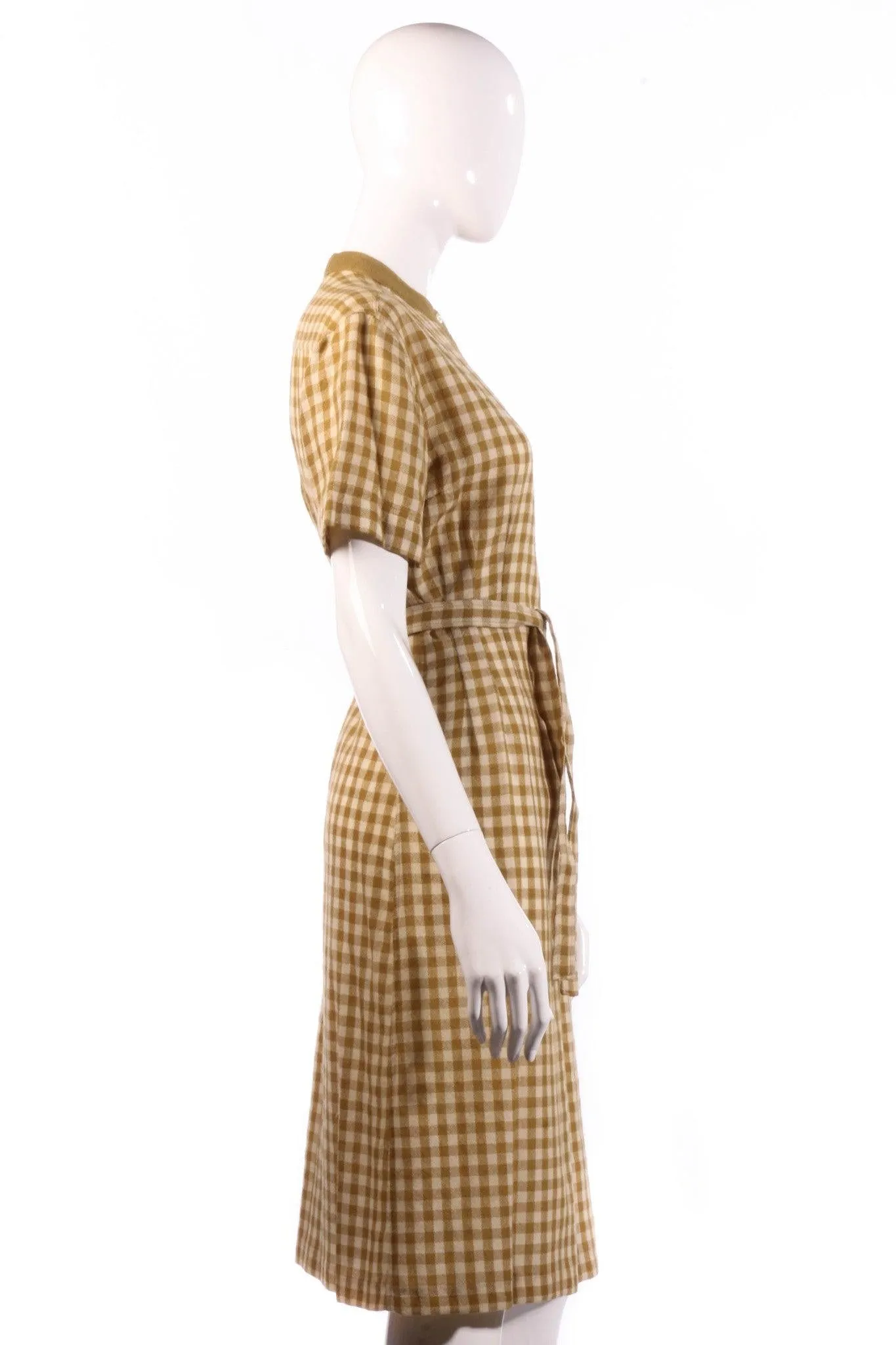 Donald Davies mustard checked dress size 12/14