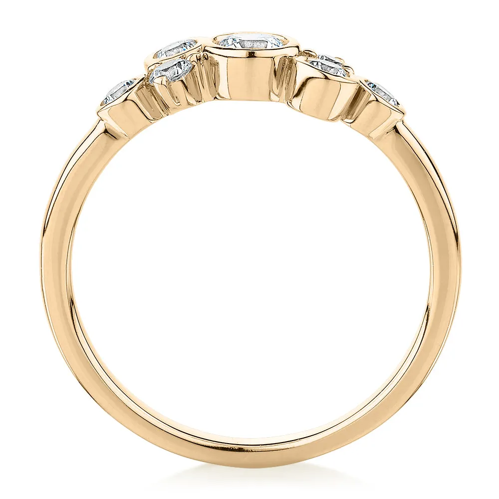 Dress ring with 0.39 carats* of diamond simulants in 10 carat yellow gold
