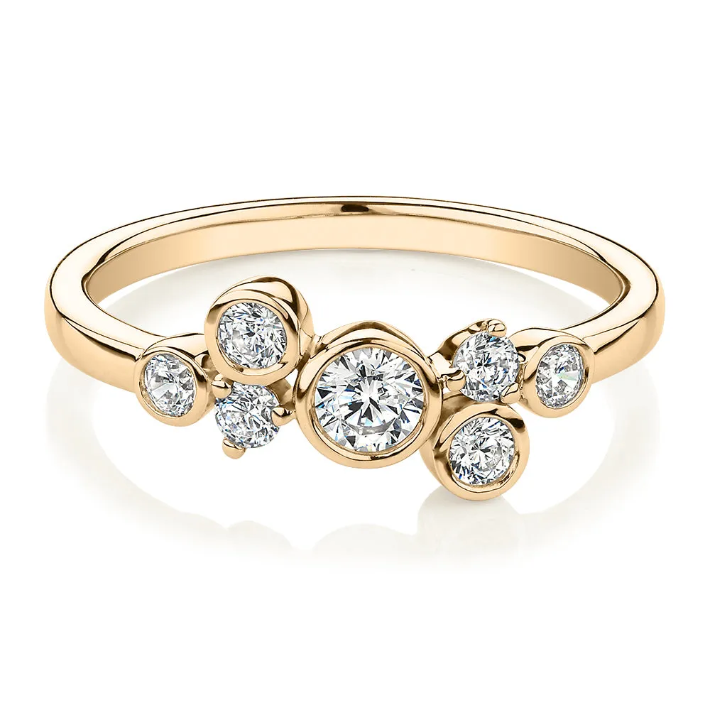 Dress ring with 0.39 carats* of diamond simulants in 10 carat yellow gold