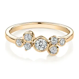 Dress ring with 0.39 carats* of diamond simulants in 10 carat yellow gold