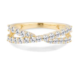 Dress ring with 0.67 carats* of diamond simulants in 10 carat yellow gold