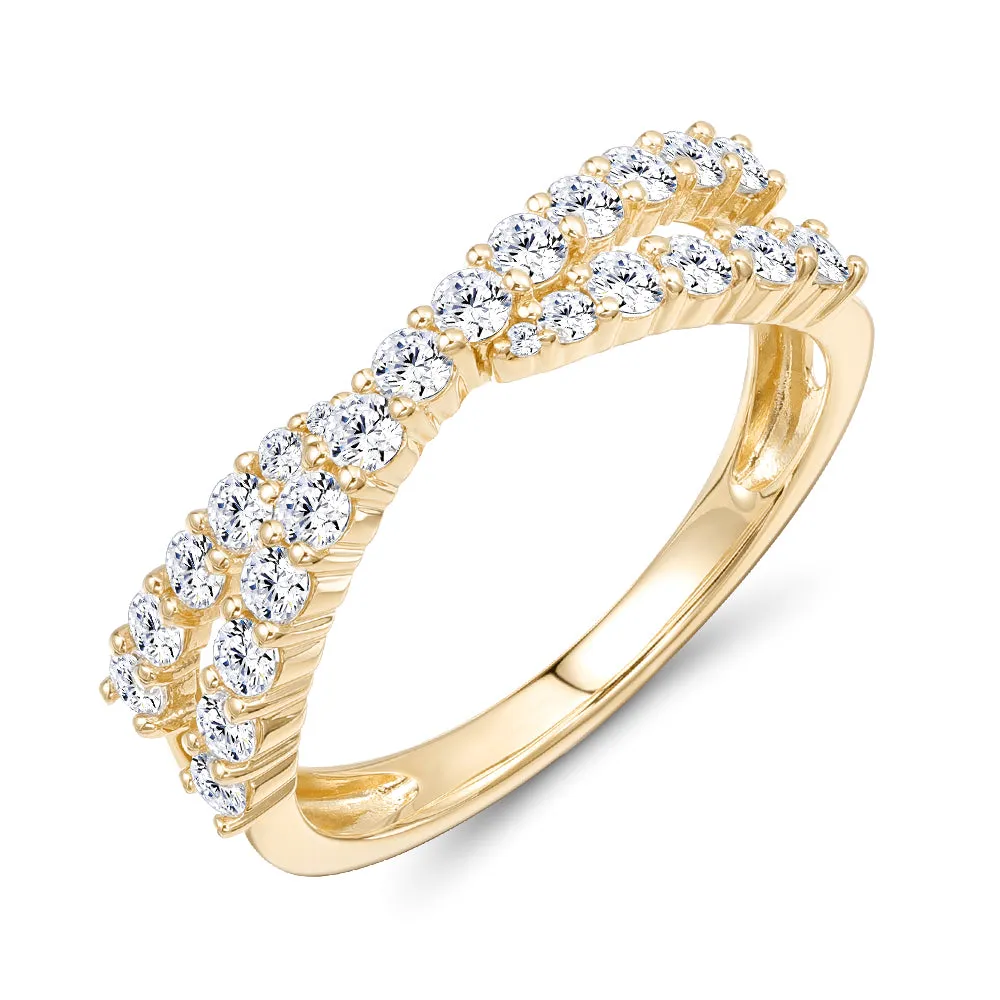 Dress ring with 0.67 carats* of diamond simulants in 10 carat yellow gold