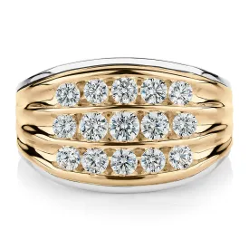 Dress ring with 1.16 carats* of diamond simulants in 10 carat yellow gold and sterling silver