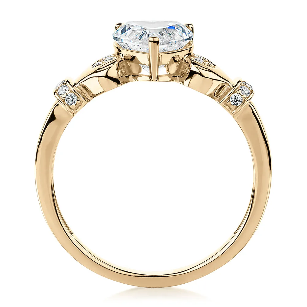 Dress ring with 1.23 carats* of diamond simulants in 10 carat yellow gold