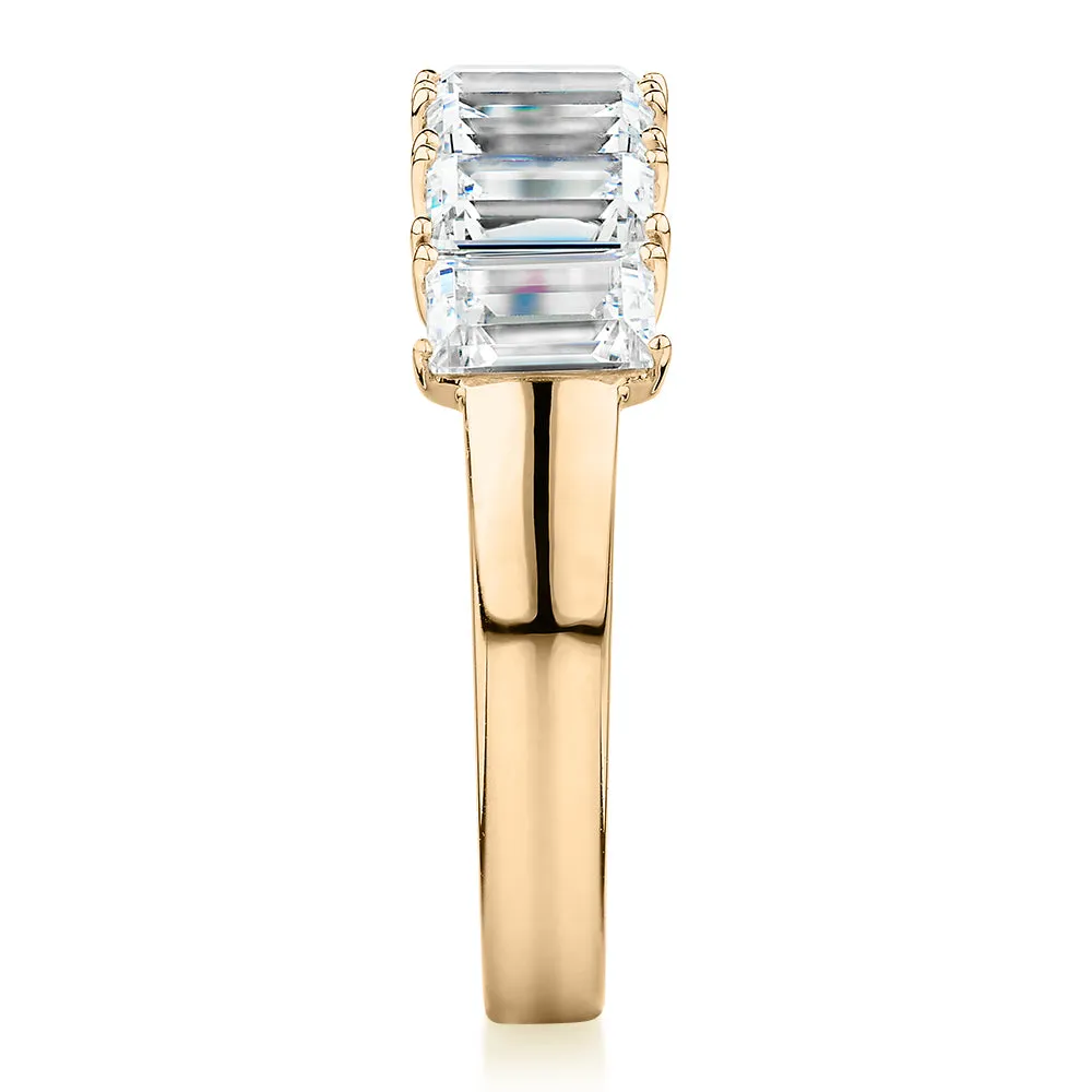 Dress ring with 2.1 carats* of diamond simulants in 10 carat yellow gold