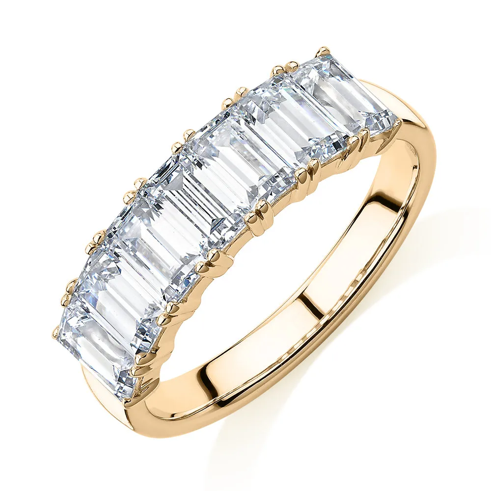 Dress ring with 2.1 carats* of diamond simulants in 10 carat yellow gold